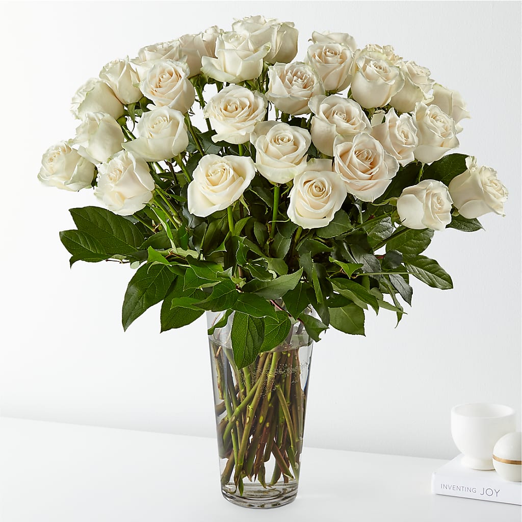 Long Stem White Rose Bouquet – Heartfield Florist, Huntsville TX