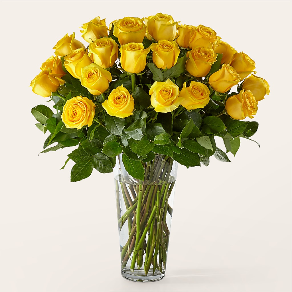 Long Stem Yellow Rose Bouquet – Heartfield Florist, Huntsville TX