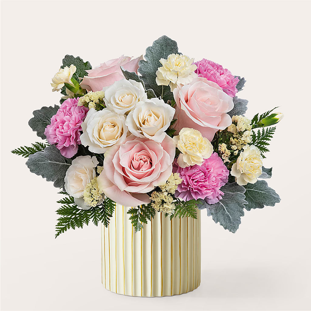 Blissful Moments Bouquet with Ivory Vase – Heartfield Florist, Huntsville TX