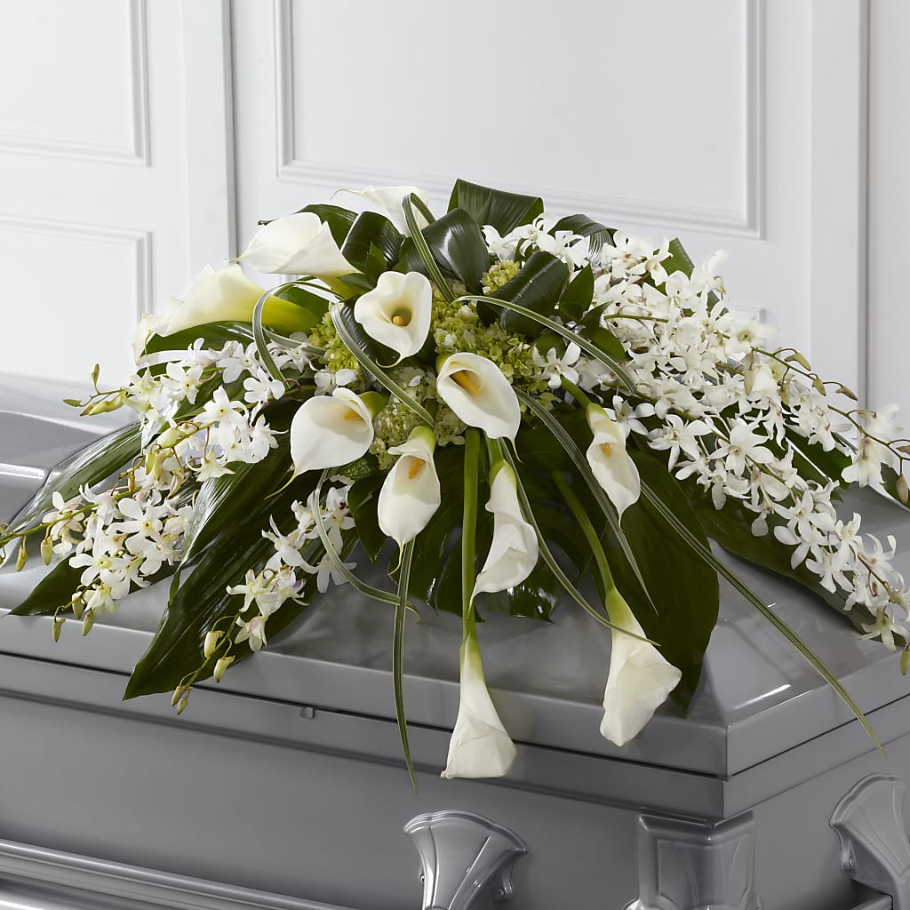 Angel Wings Casket Spray – Heartfield Florist, Huntsville TX