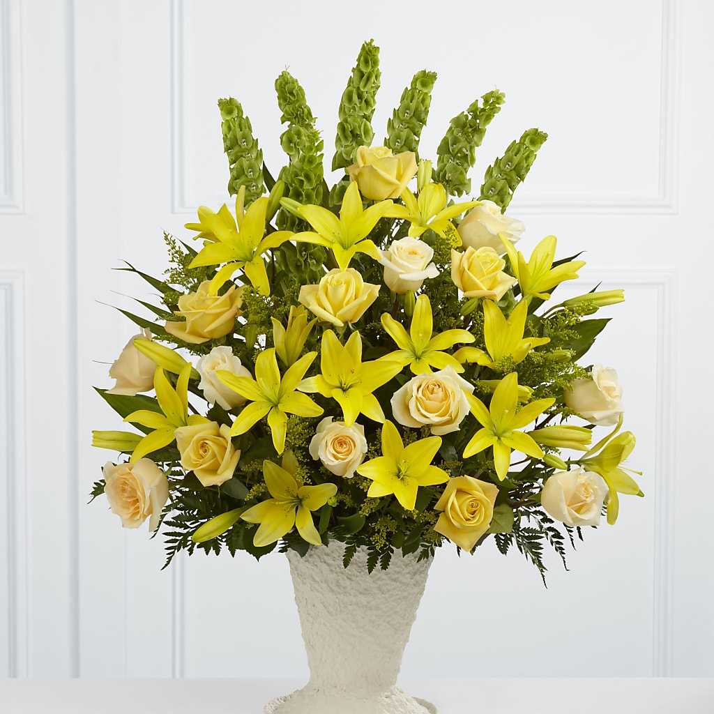 Golden Memories Arrangement – Heartfield Florist, Huntsville TX