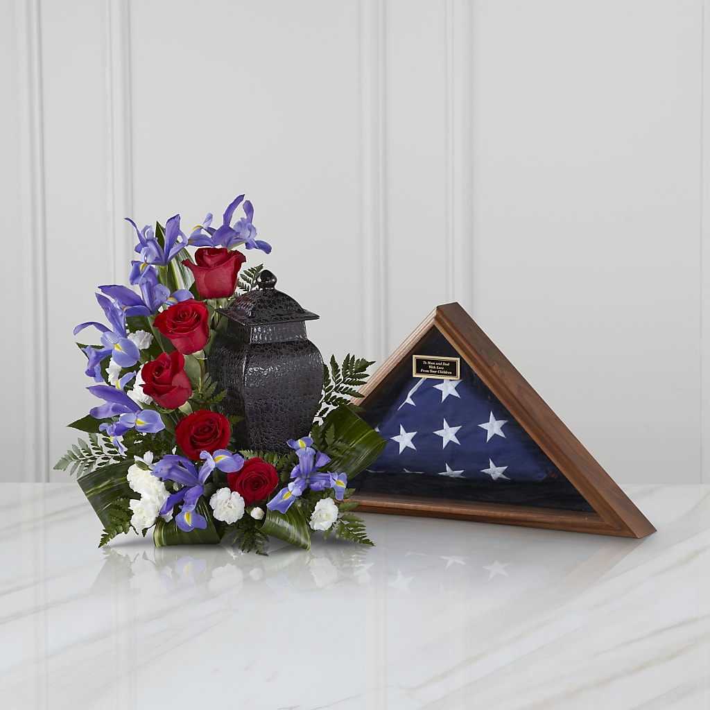 Patriotic Tribute Arrangement – Heartfield Florist, Huntsville TX