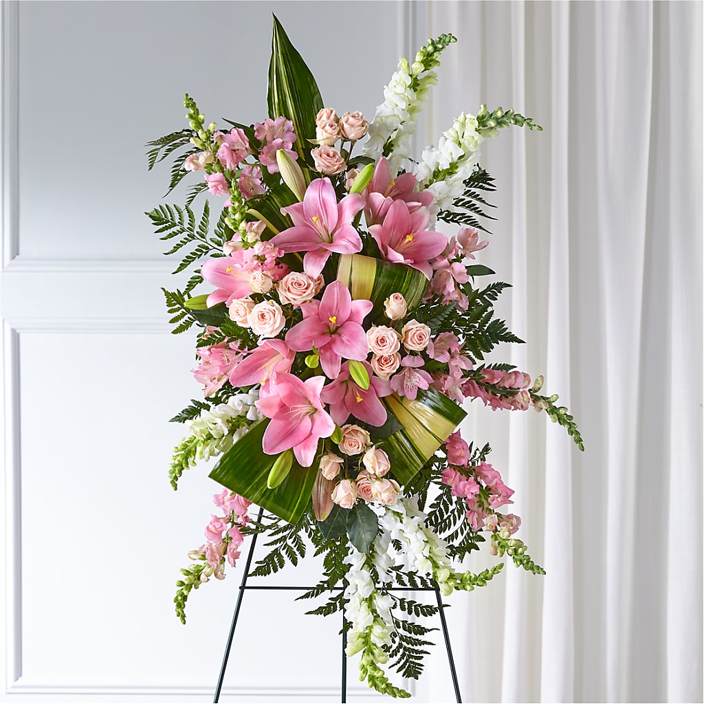 Elegant Embrace Standing Spray – Heartfield Florist, Huntsville TX