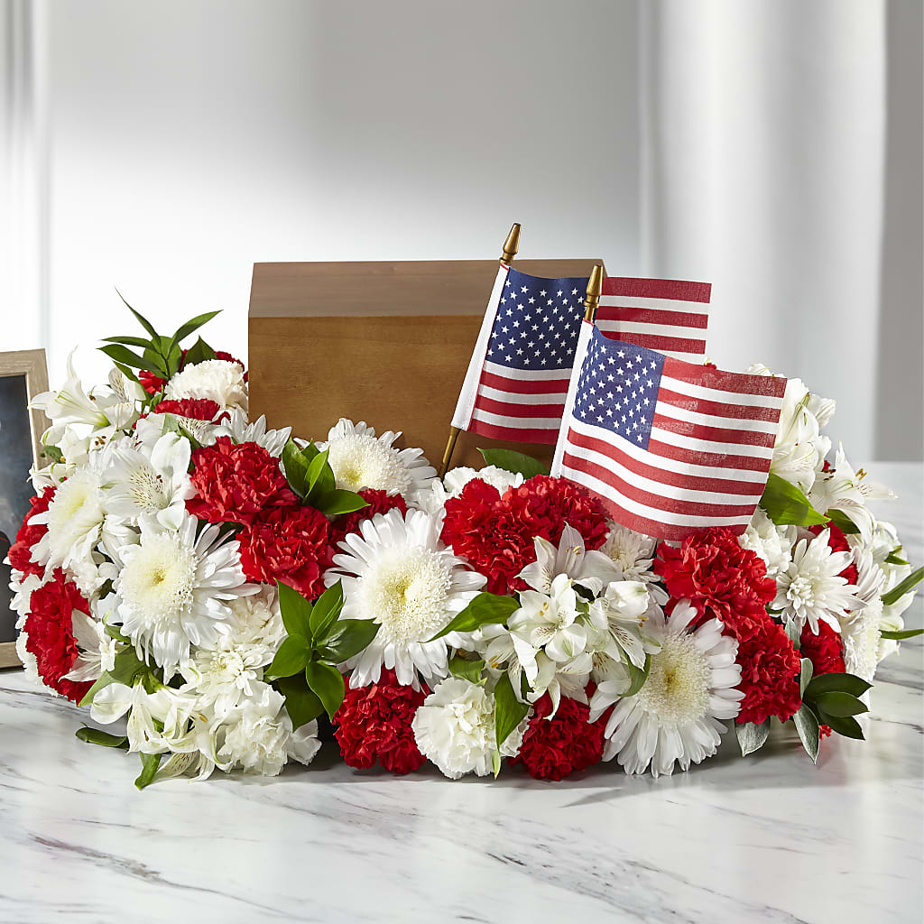 Spirit of Patriotism Cremation Adornment – Heartfield Florist, Huntsville TX