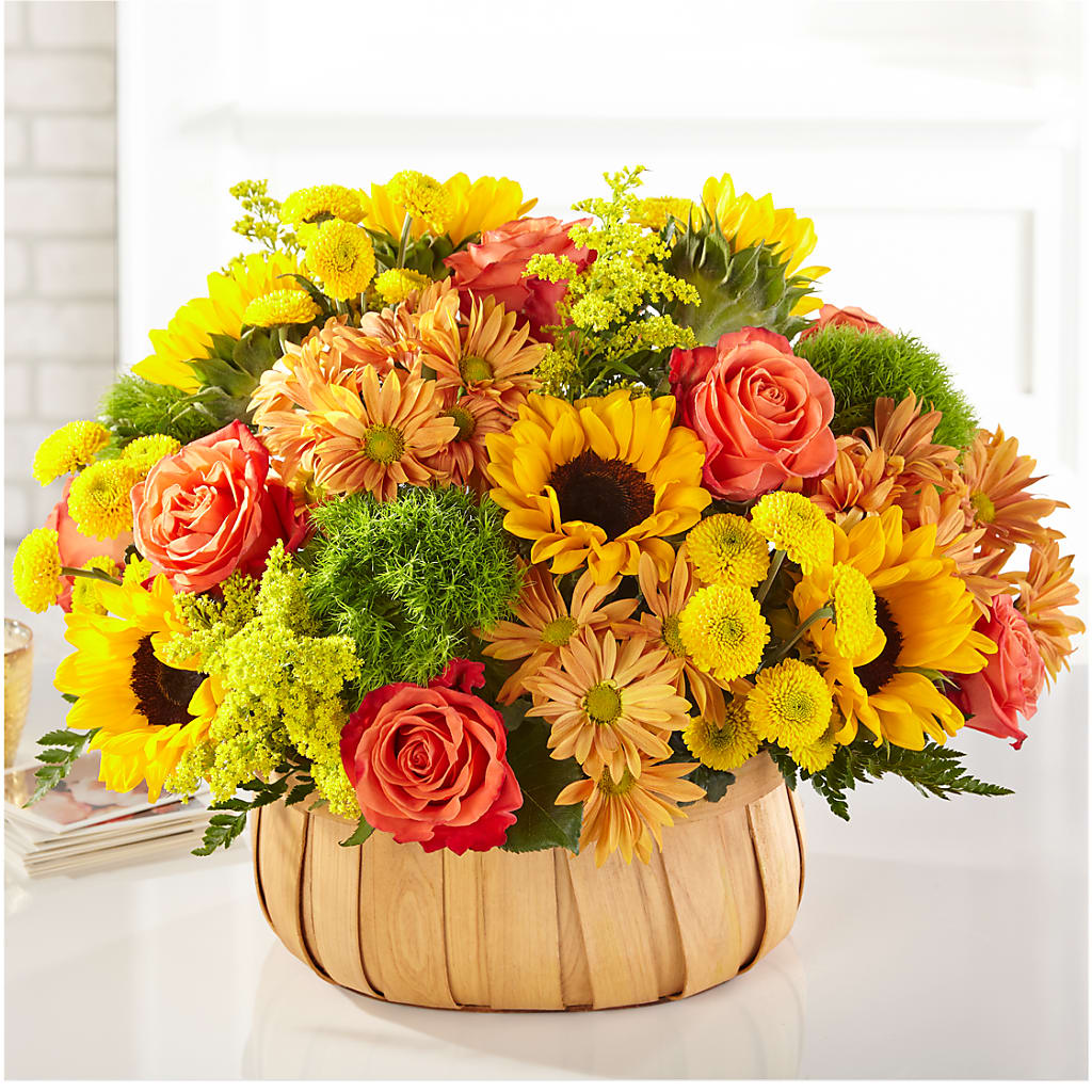 Harvest Sunflower Basket – Heartfield Florist, Huntsville TX