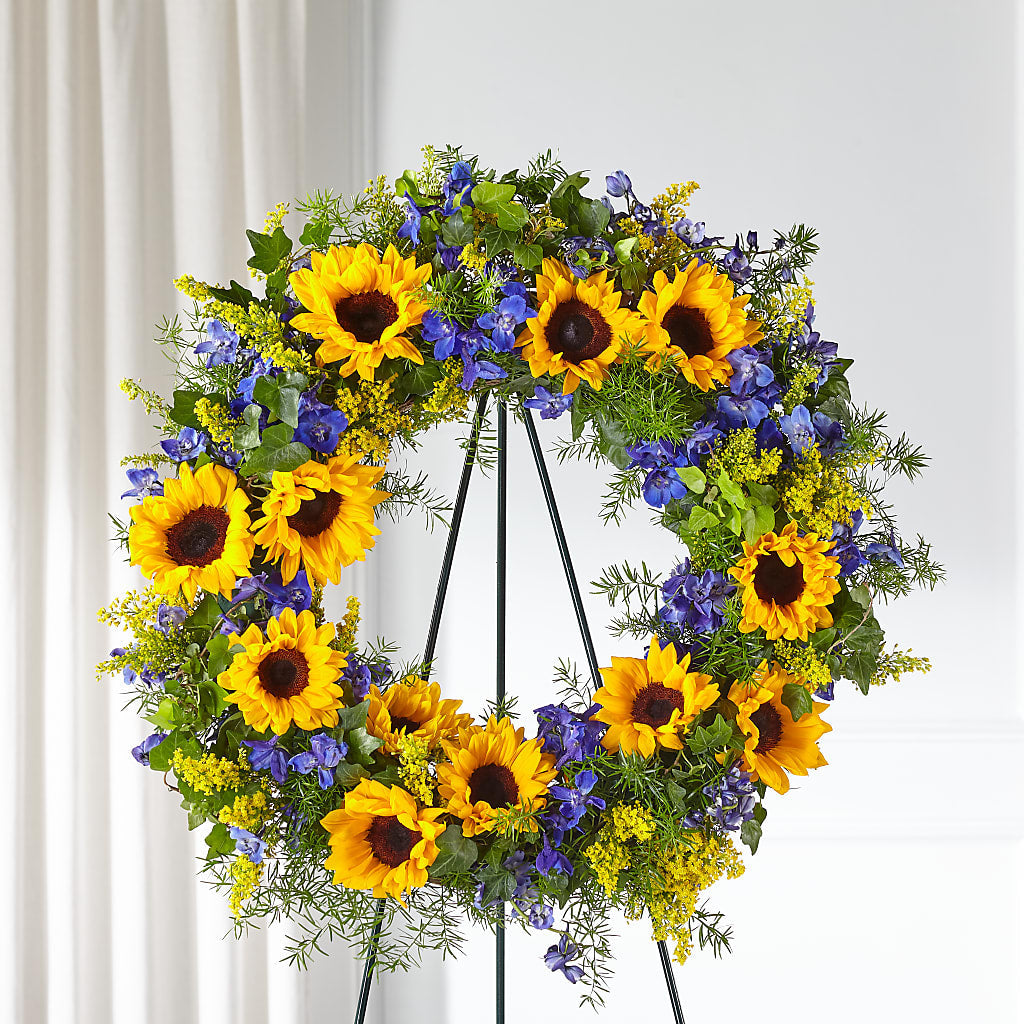 Bright Rays Wreath – Heartfield Florist, Huntsville TX