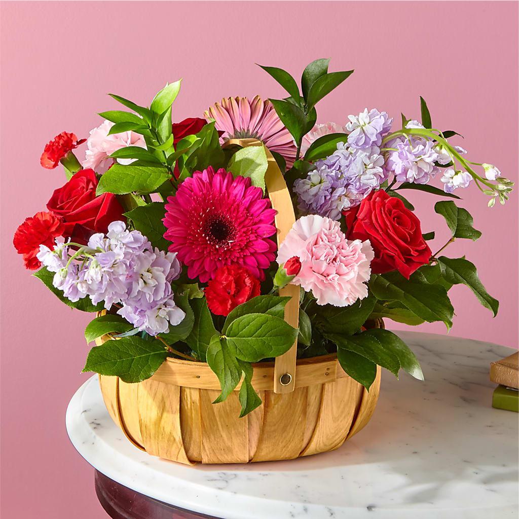 Pink Picnic Basket – Heartfield Florist, Huntsville TX