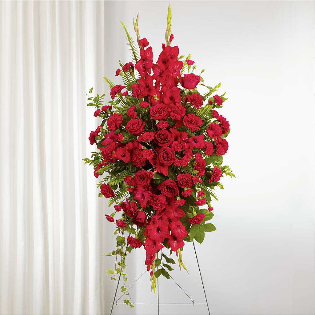 From the Heart Standing Spray – Heartfield Florist, Huntsville TX