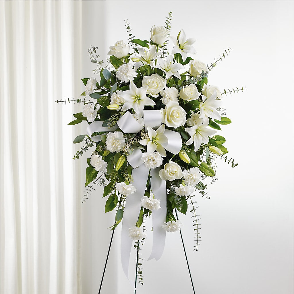 With Care Standing Spray – Heartfield Florist, Huntsville TX