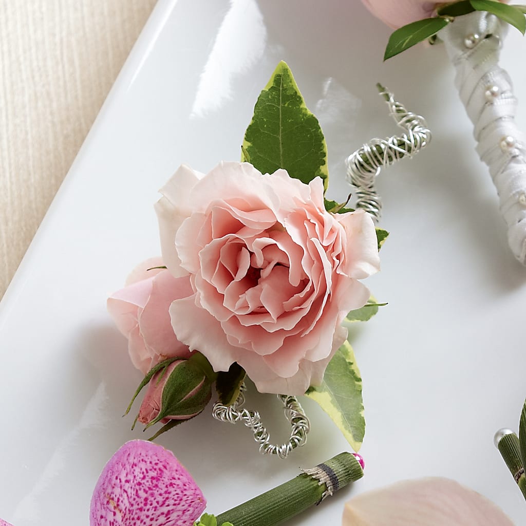 Pink Spray Rose Boutonniere – Heartfield Florist, Huntsville TX