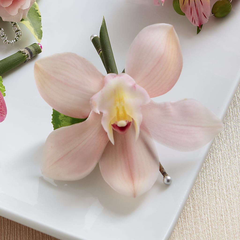 Pink Cymbidium Boutonniere – Heartfield Florist, Huntsville TX