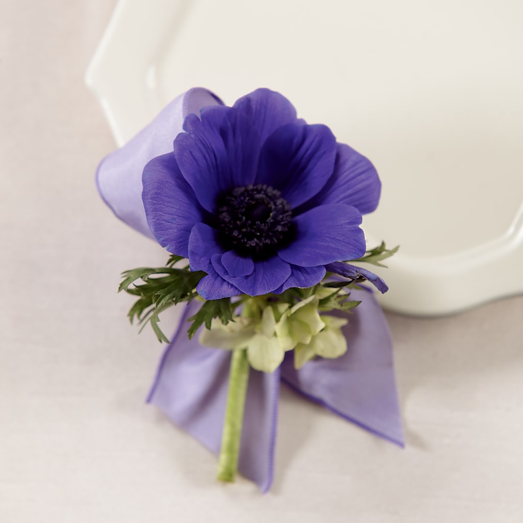 Purple Passion Boutonniere – Heartfield Florist, Huntsville TX