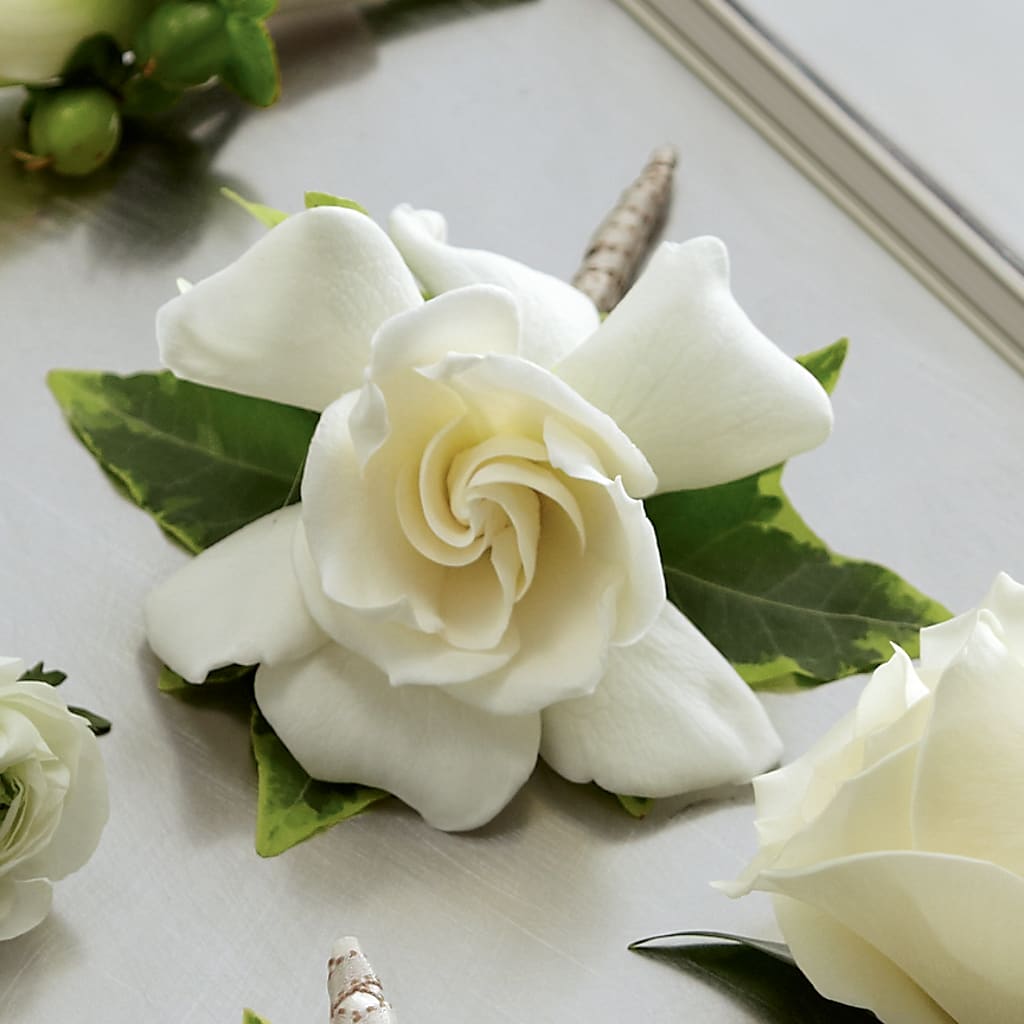 Gardenia Boutonniere – Heartfield Florist, Huntsville TX