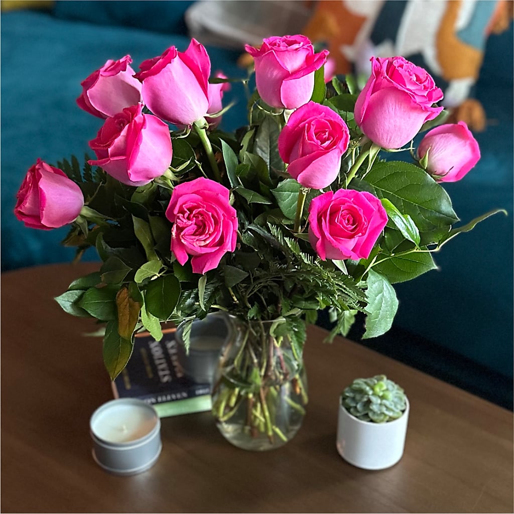 Long Stem Pink Rose Bouquet –  Heartfield Florist, Huntsville TX