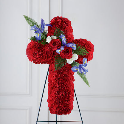 Faithful Hero Floral Cross –  Heartfield Florist, Huntsville TX