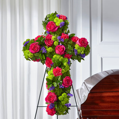 Tribute Rose Floral Cross –  Heartfield Florist, Huntsville TX