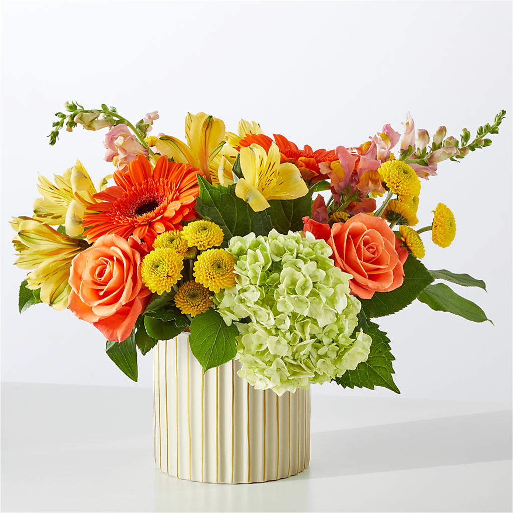 Autumn Sunshine Bouquet with Ivory Vase –  Heartfield Florist, Huntsville TX