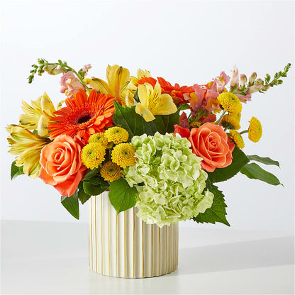 Autumn Sunshine Bouquet with Ivory Vase –  Heartfield Florist, Huntsville TX