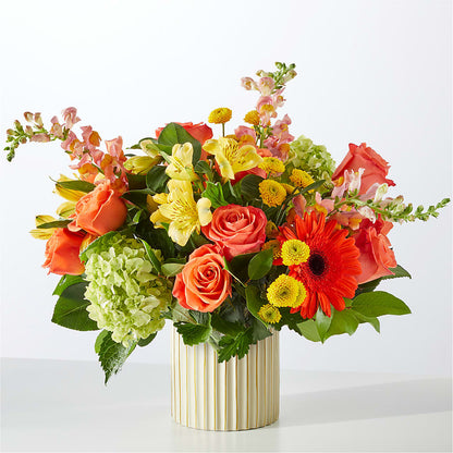 Autumn Sunshine Bouquet with Ivory Vase –  Heartfield Florist, Huntsville TX