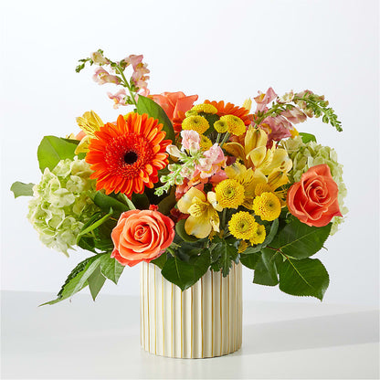 Autumn Sunshine Bouquet with Ivory Vase –  Heartfield Florist, Huntsville TX