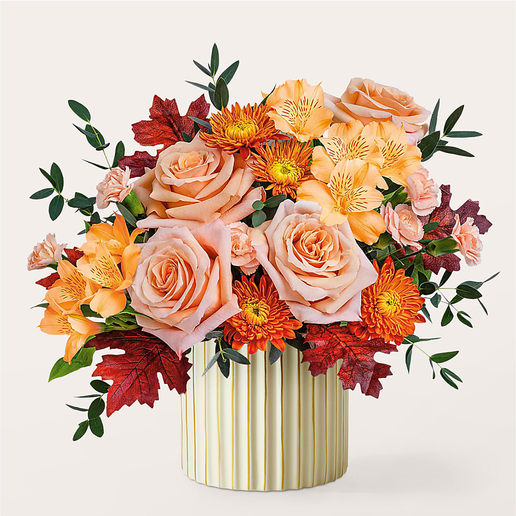 Spiced Latte Bouquet with Ivory Vase –  Heartfield Florist, Huntsville TX