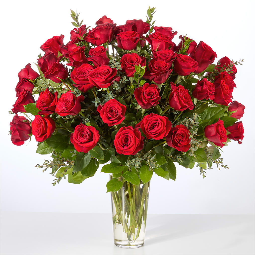 Forever Yours Fifty Stem Red Rose Bouquet –  Heartfield Florist, Huntsville TX